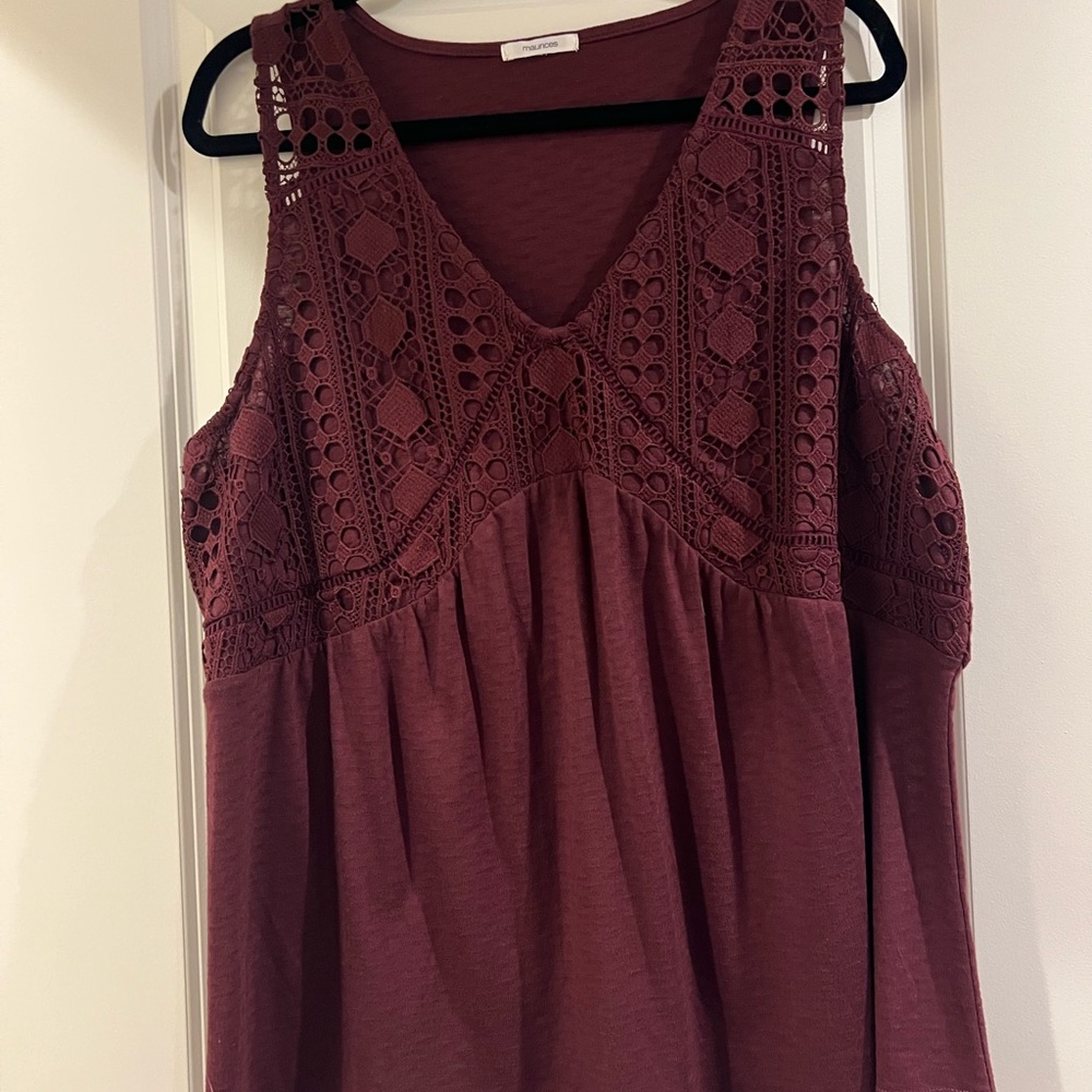 Maurices Burgundy Lace Women’s Top Size XL